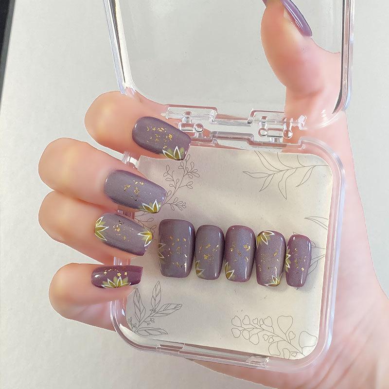 

Mei Yi Yi Handmade Purple Sunflower Wearable Nails - European/American Style Large