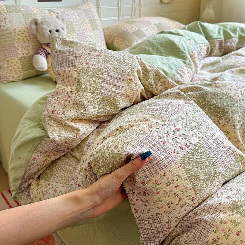 2026 New Class A Cotton Dorm Bedding: Thickened Duvet Cover, Fitted Sheet, Fresh Style Maternal & Infant Grade, 3/4-Piece Set