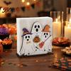 Decorative Tabletop Organizer Halloween Ghost Wooden Napkin Holder, Cute Paper Towel Autumn Themed Holder Stand, Freestanding Tissue Dispenser