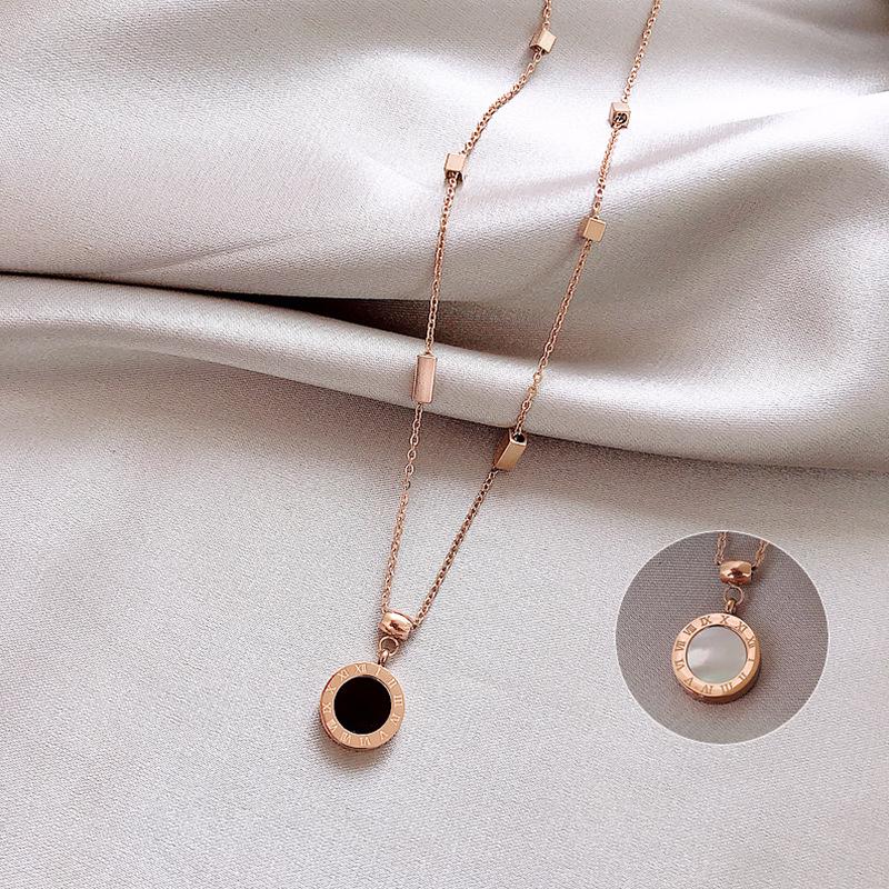Titanium Steel Gold Brick Necklace for Women - Luxury 2025 Style, High-End Sweater and Collarbone Chain, Non-Fading.