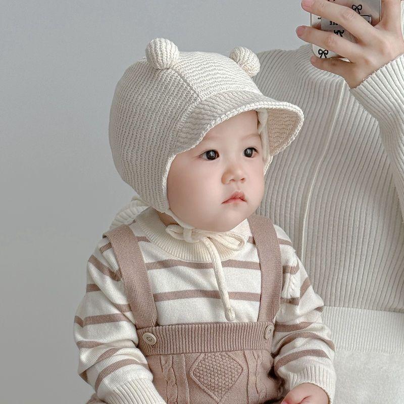Baby Hat Spring and Autumn Fetus Baby Knitted Fontanelle Care Month-old Cute Infants and Toddlers Autumn and Winter Ear Protection Warm