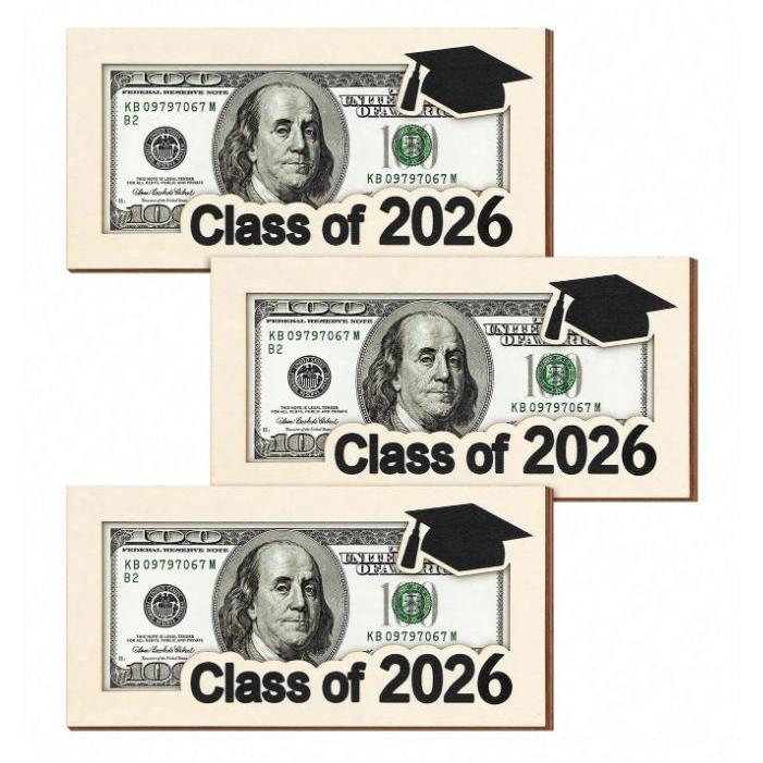 

2026 Personalized Graduation Wallet Graduate Commemorative Coin Gift Money Holder Wooden Card Box Cash Holder DIY Coin Envelope Wal 3pcs