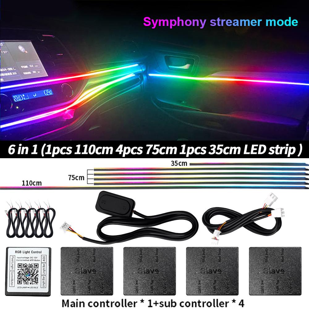 Car Accessories LED Ambient Light Interior Decoration Product Symphony Full Colors Streamer Hidden Acrylic Strip For BMW Toyota
