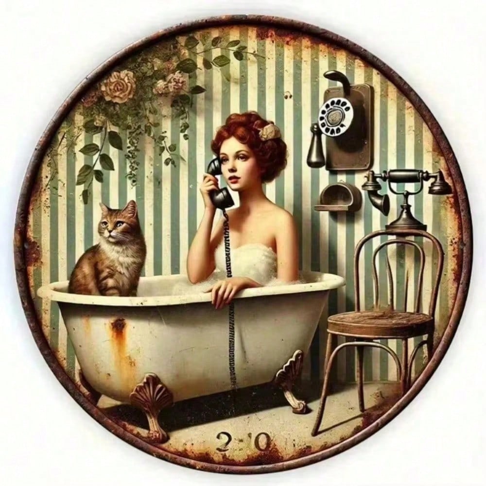 Vintage Girl Metal Poster Wall Art, Retro Bar Pub Man Cave Decor