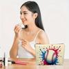A Baseball-shaped Makeup Bag With Red And Blue Paint Dot Pattern- Multifunctional Zipper Pouch, Jewelry Storage Bag