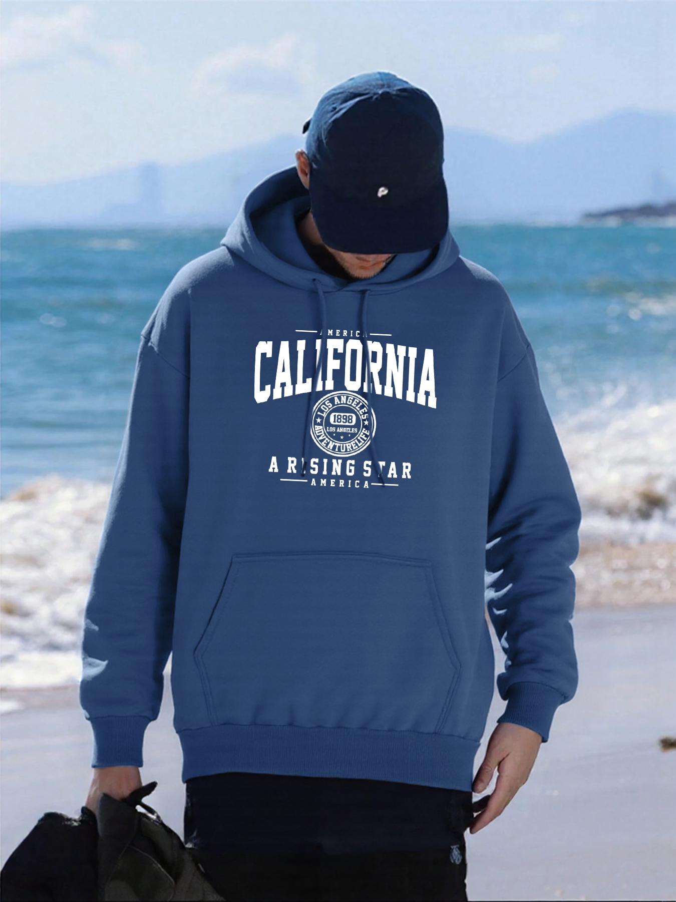 

Califorina America City Letter Print Man Hoody Hip Hop Multicolor Hoodies Fleece All-Match Pullovers Oversized Pocket Sportswear 2XL