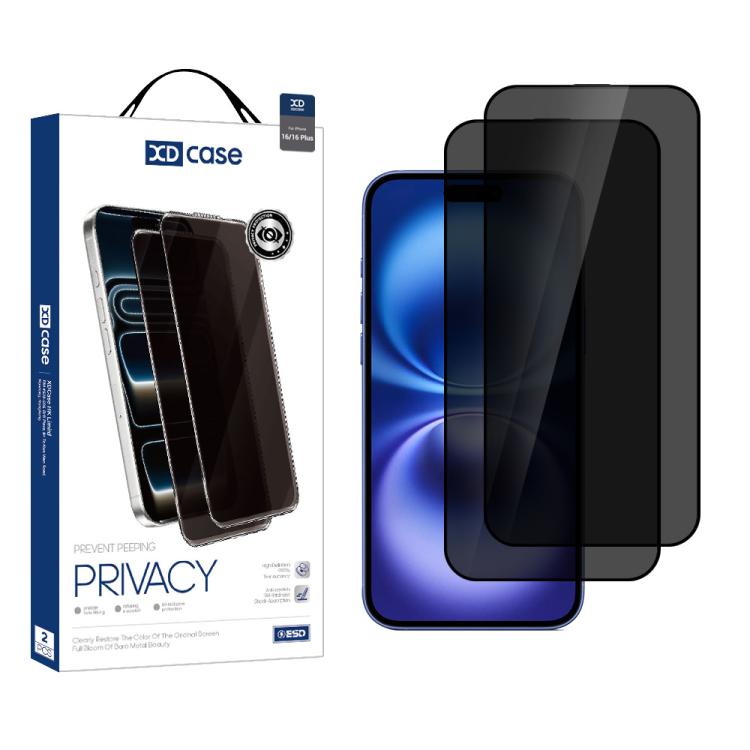 

XDcase 2pcs / Pack Silk Screen Printed Anti-Peep Tempered Glass Screen Protector For iPhone 16 Plus