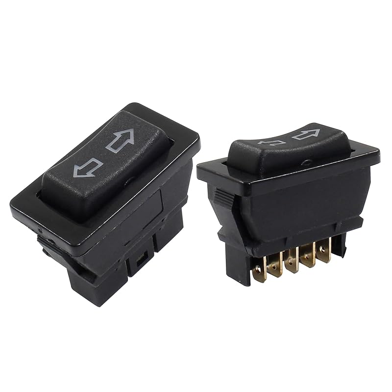 2Pcs 5 Pin Car Power Window Switch, Double Arrow Pattern Control, 12V 20A, Red Light Blue light