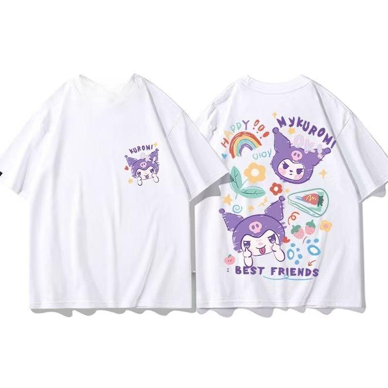 

Sanrios 2026 Summer New Design Kuromi Graffiti Cartoon Print Pure Cotton Breathable Childrens ShortSleeved TShirt S