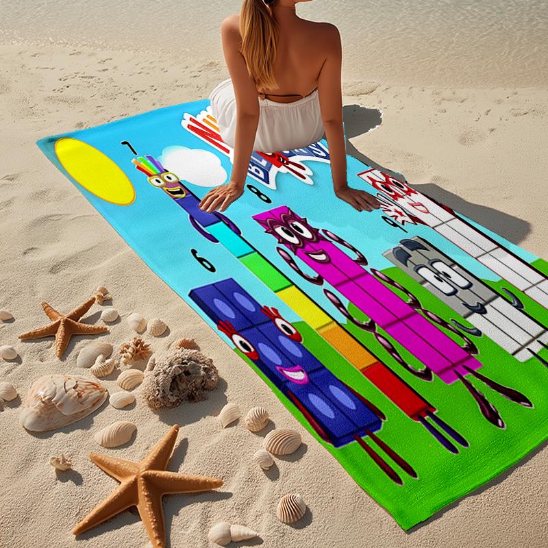Number-Blocks Abenteuer Strandtuch, Superweiche Mikrofaser, Geschenk für Sie/Ihn, Geburtstag, für Pool, Strand, Reisen, Heimdeko Fan-Geschenke