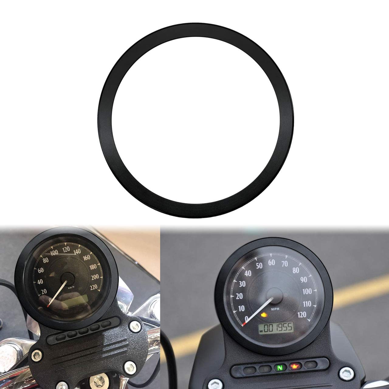 

HDBUBALUS Motorcycle Speedometer Trim Ring Gauge Bezel for Harley Sporster 883 1200 Dyna чёрный