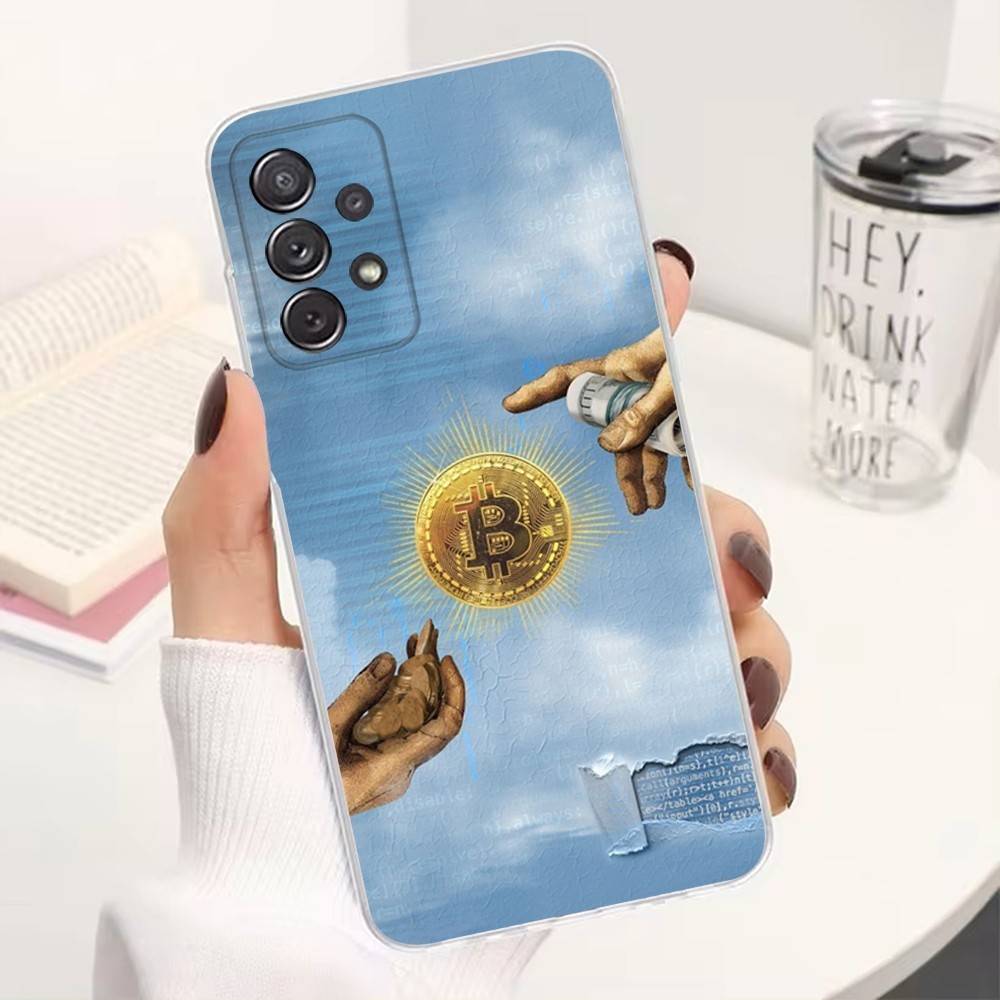 Bitcoin Digital Currency For Samsung A30,71,51,S9,10,20,Ultra,S22,23,21,PIus,FE,Lite,Transparent, Silicone Case
