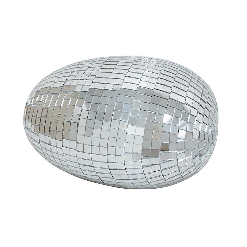 

WTEMPO Vintage Mirror Oval Ball Easter Decorative Egg Wedding Laser Disco Reflective Ball Disco KTV Photography Prop 2pcs срібний
