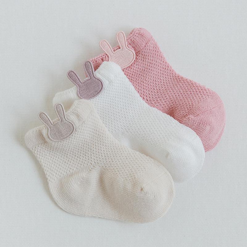 

3 Pairs/Pack Summer Baby Socks Combed Cotton Boneless Cartoon Mesh Baby Socks Thin Soft Children S Socks For Boys And Girls XS(0-6m)