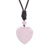 Heart shaped amethyst necklace, adjustable, peach heart natural stone pendant, crystal necklace, women's sweater chain