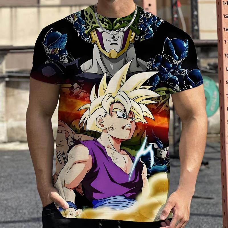 2026 Summer Dragon Ball Retro Fitness T-shirt Men's Oversized 3D Printed Short-sleeved Family Unisex Children's Sports Shirt