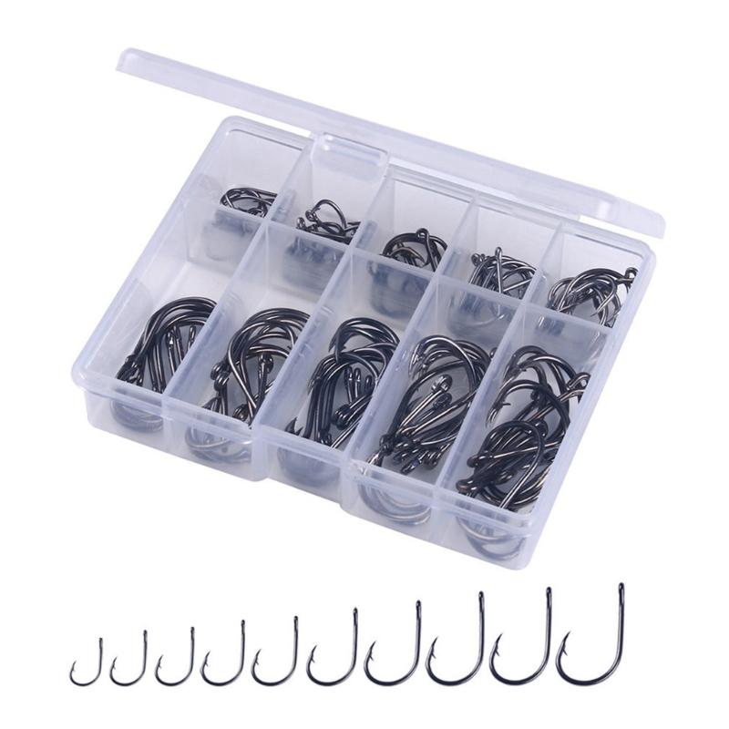 

100/500pcs Barbed Fish Hooks Steel Eyed Sea Fish Hook for Carp Fishing Tackle Rustproof Inlines Single Hook Fishing Tool