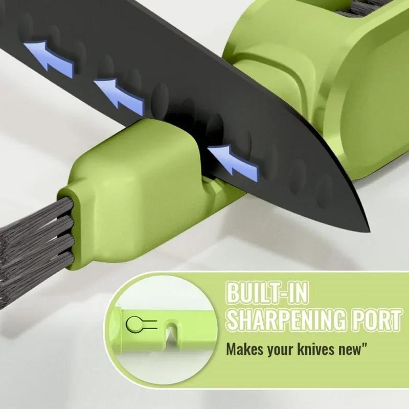 1PC 4 In 1 Knife Washing Brush 2 Colors Double-Sided Brush Kitchen Utensils Chopsticks Forks Cleaning Brush Knife Grinding Tools