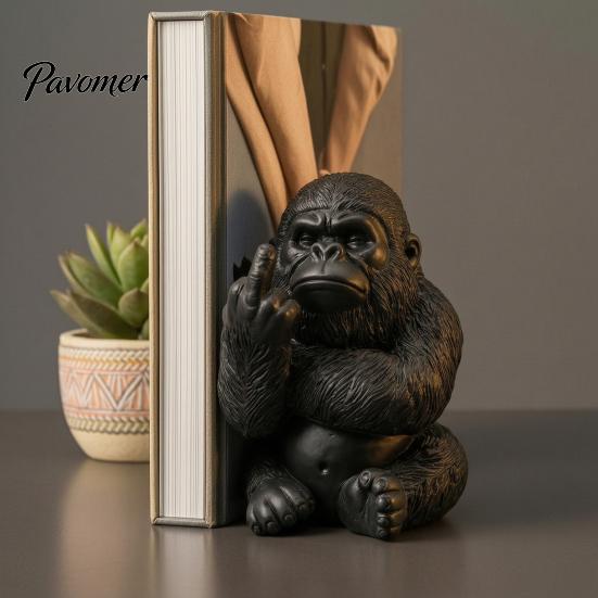Wasserdichte Harz-Tierfigur Lustiger Mittelfinger Gorilla-Statue, Sitzende Schimpansenfigur, Miniatur-Geste Verspielte Gaming-Setup-Dekoration