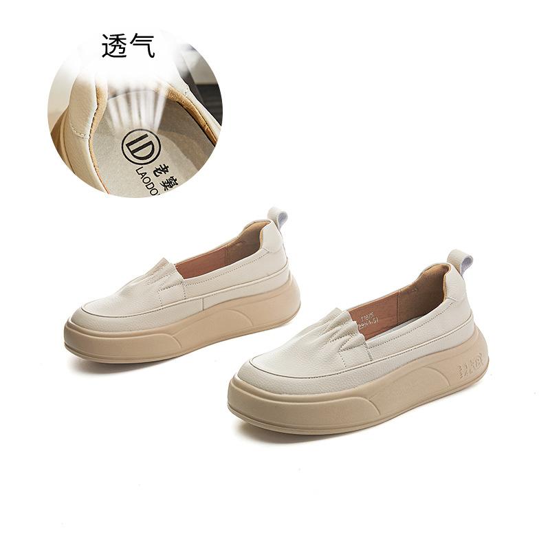 Foam sole leather little white shoes women's 2025 summer new one-pedal platform single shoes women's retro versatile loafers