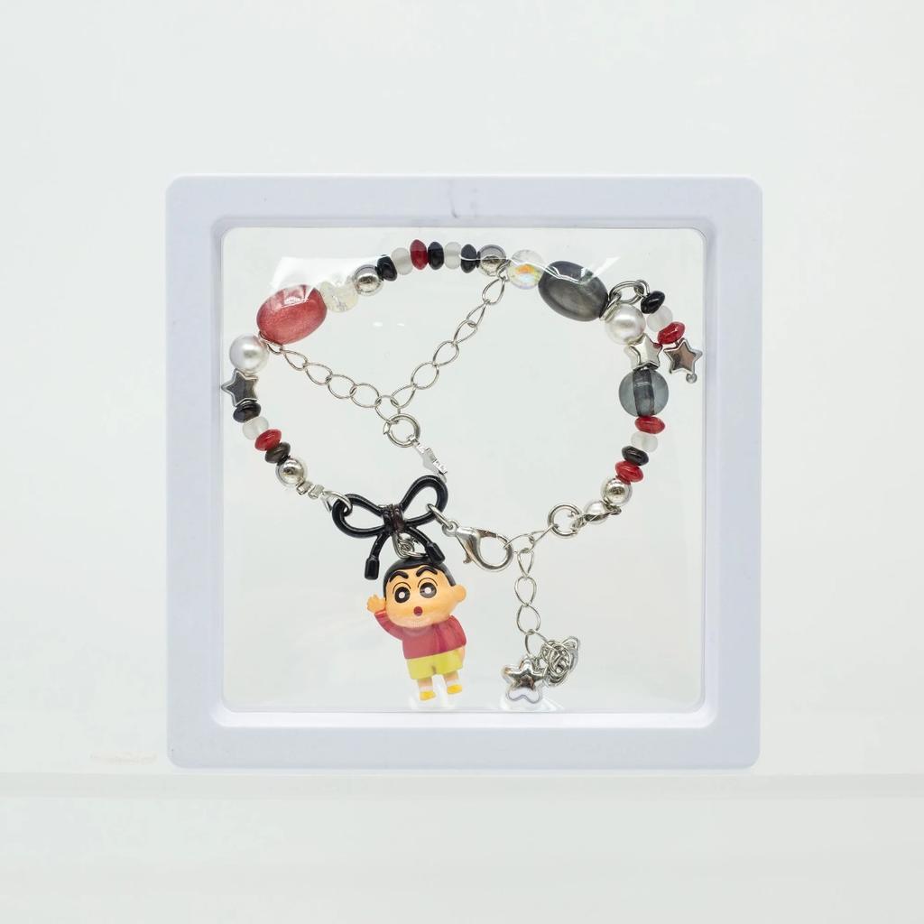 Shinchan Crayon Micro Scale Figure with Bracelet Blind Box Toys Kawaii Mini Figurine Anime Figure Collection Girls Charms Gift