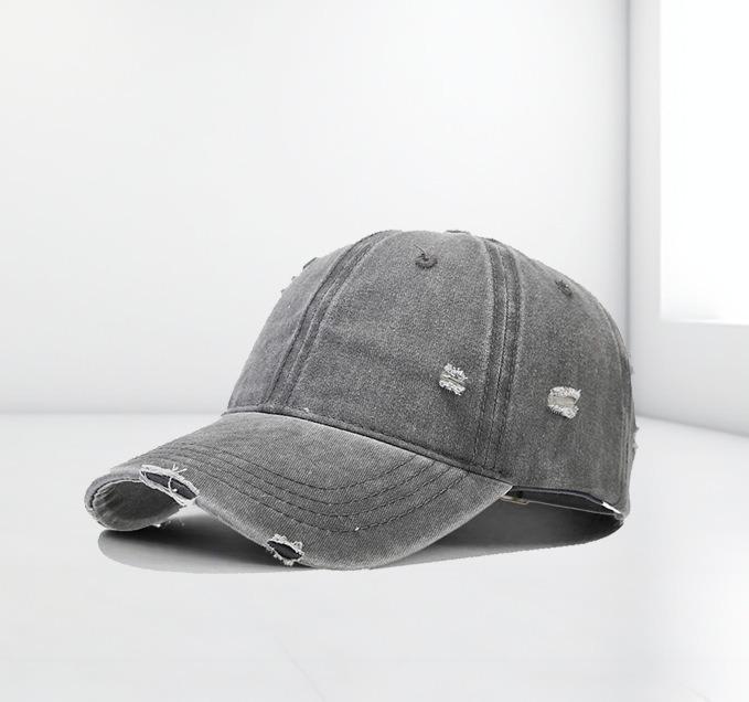 12-Color Distressed Pure Cotton Baseball Cap - Outdoor Versatile Plain Design
