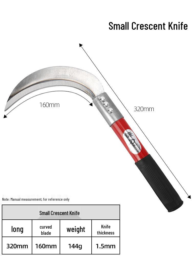 All-Steel Curved Dual-Use Outdoor Sickle: Manganese Steel Weeding and Grass Cutting Tool