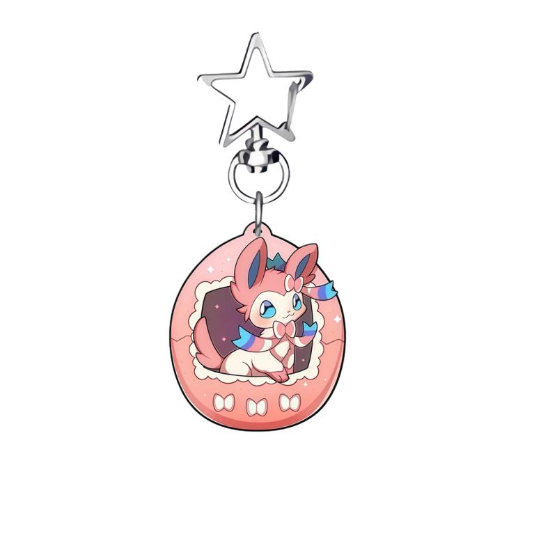 Anime Cartoons Acrylic Keychain for Mew Glaceon Sylveon Togepi Key Ring Self-Made Acrylic Key Buckle Student Backpack Pendant