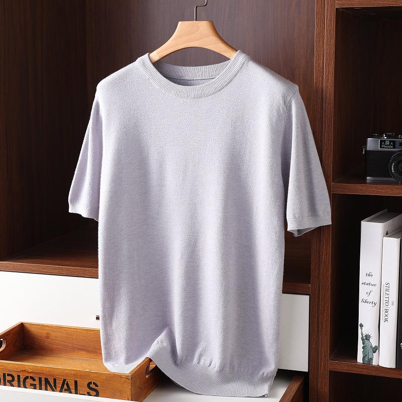 Men's Plus Size Loose Knit Short-Sleeve Pullover Top