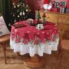 Tablecloth 2PCS Christmas Day Decoration Waterproof and Oilproof Dining Table Cloth Polyester Decoration