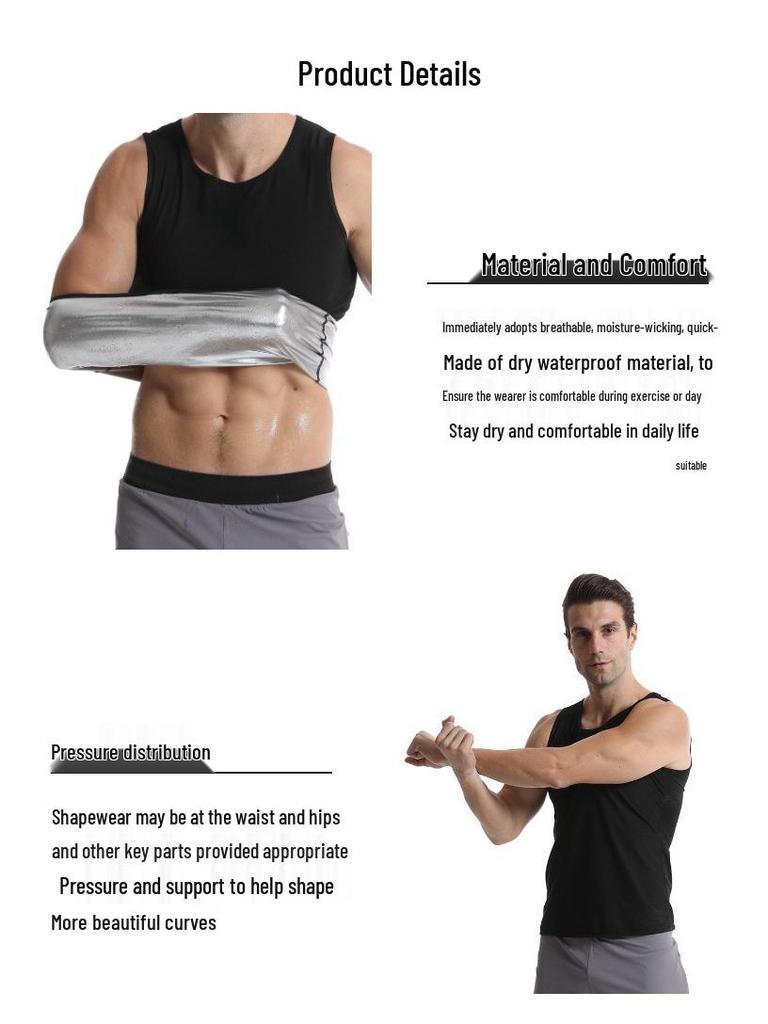 Herren-Saunaanzug: Schweißinduzierende Fitness-Körperformende Weste zum Laufen & für die Taillenkontrolle.