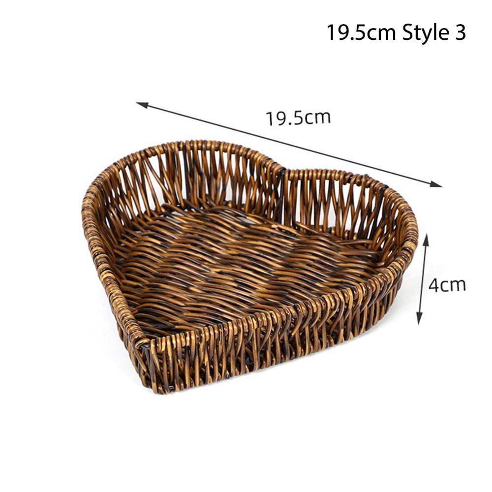 1Pcs Round Shape Storage Tray Breakfast Bread Food Plastic Rattan Threads Basket