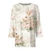 Women's Fashion Casual Sleeve Easter Elements Print Round Neck Top