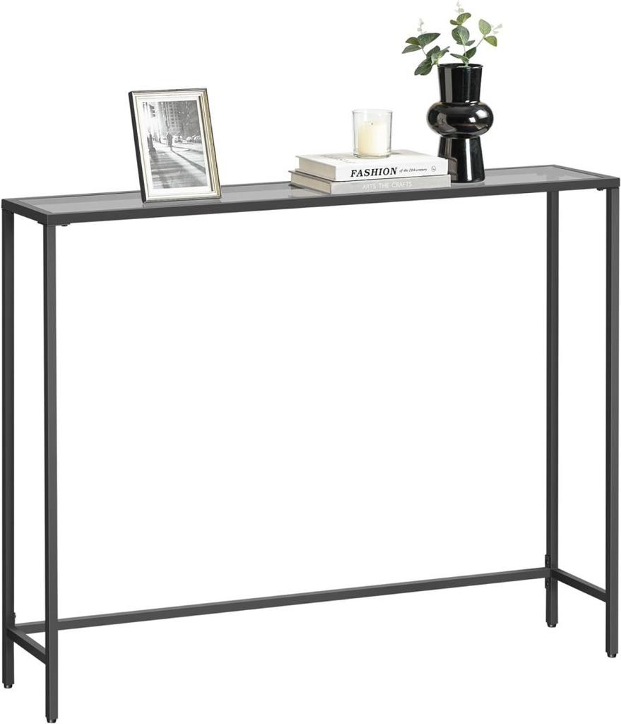 Console table, anteroom table, sofa end, tempered glass top, metal frame, adjustable legs, for living room, anteroom