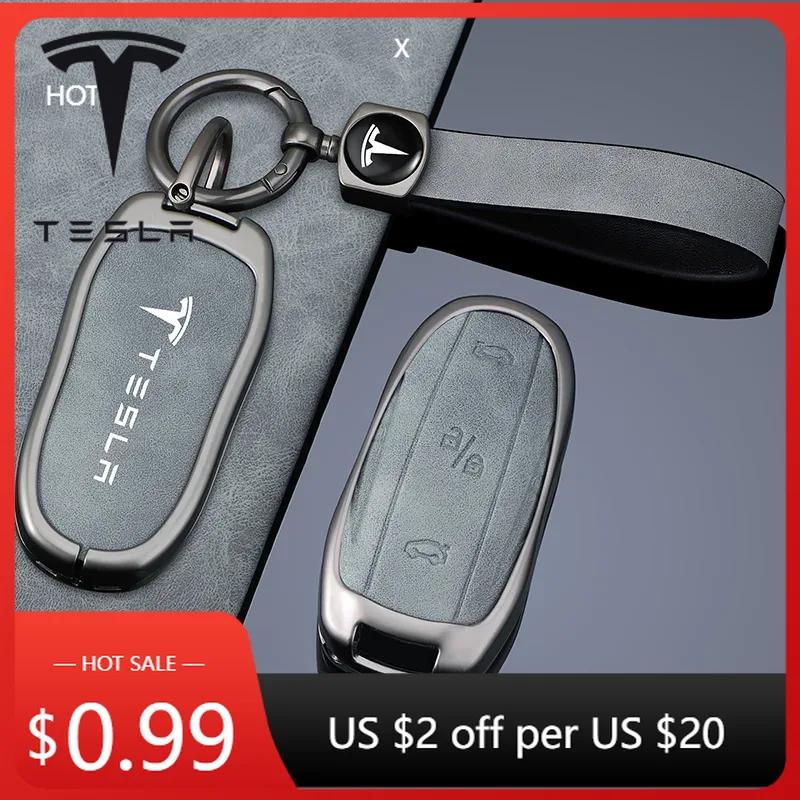 Car Sticker 2025 Hot Fashion Car Metal Advanced Gray Key Case Cover Shell Holder Protection Auto Styling Accessory For Tesla Mod