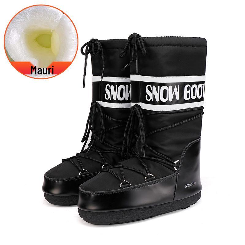Women s Waterproof Non-slip Thick-soled Snow Boots, Height-increasing, Warm Velvet-lined Moon Boots, Thickened Long Space Boots 40/41