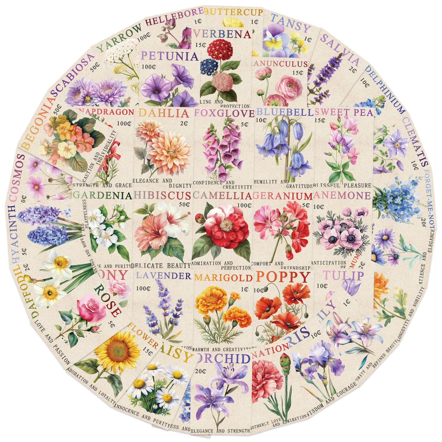 

50 Мультяшных Ретро Марок Цветочные Дудл Наклейки Декоративные Гитара Блокнот Чемодан DIY Водонепроницаемые