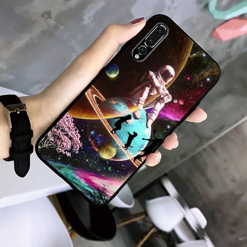 כיסוי טלפון מצויר ביד אסטרונאוט עבור Huawei G7 G8 P7 P8 P9 P10 P20 P30 Lite מיני פרו P Smart Plus קוב פונדס