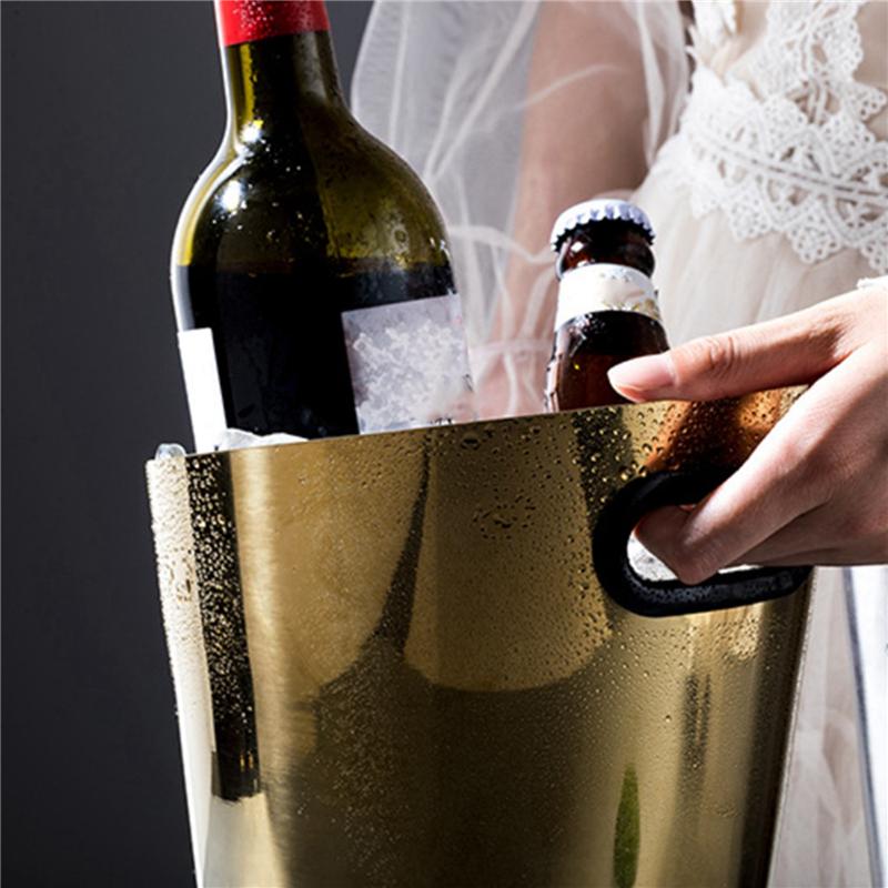 ABWR-2X Stainless Steel Champagne Bucket Household Beer Bucket Bar KTV Commercial Ice Bucket Wine And Wine Bucket, Gold золотой