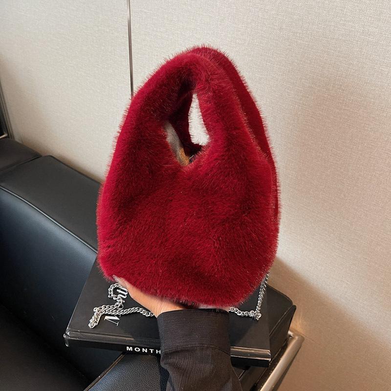 Plush bag women's autumn and winter new fashion trend chain messenger bag fluffy bucket bag