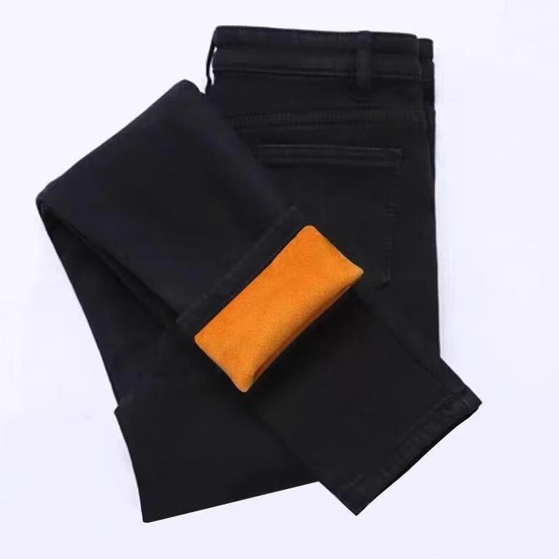 Women Thick Velvet Jeans Fleece  Warm Korean Fashion High Waist Skinny Elastic Pants Jean Casual Legging Winter