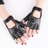 Women's Half-Finger PU Cyberpunk Motorcycle Gloves with Rivet Design for Dance and Nightclub
