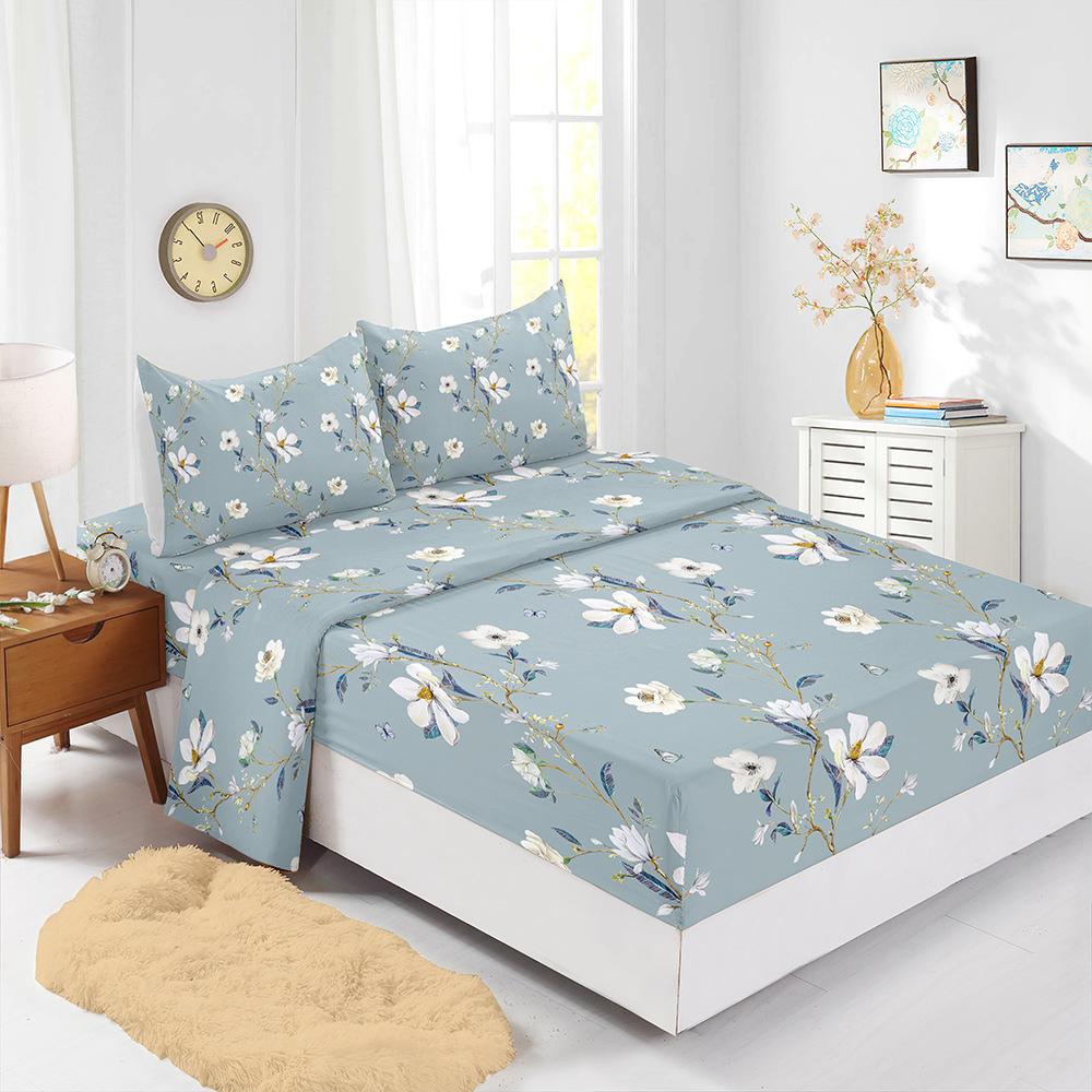 Flower Landscape Mattress Four-Piece Children'S Bedding Digital Printing Mattress Protective Cover