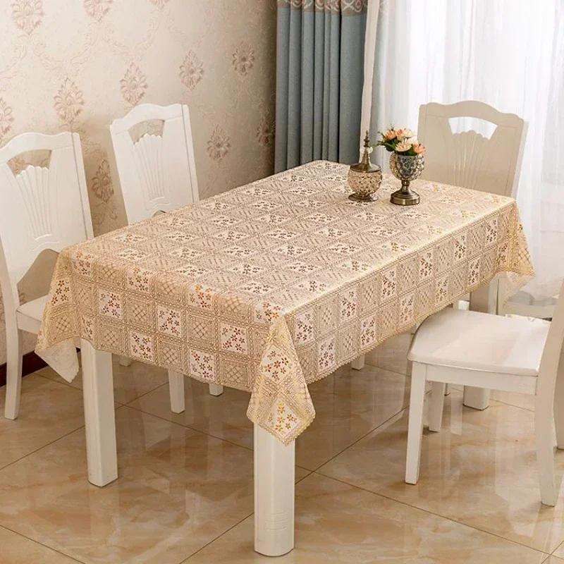 PVC Hot Stamping Desk Cover Waterproof Scald Proof Oil Proof Wash Free Table Mat Household Coffee Rectangular Table Cloth