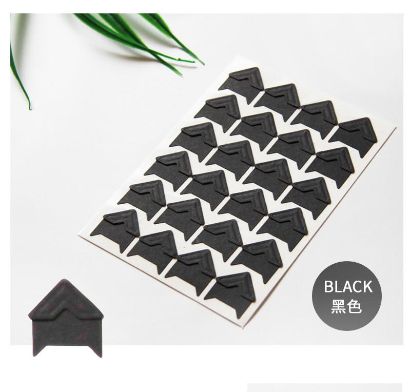 

24 шт./1 лист Самоклеящиеся уголки для фотоальбома, крафт, скрапбукинг, уголки для фотографий чёрный
