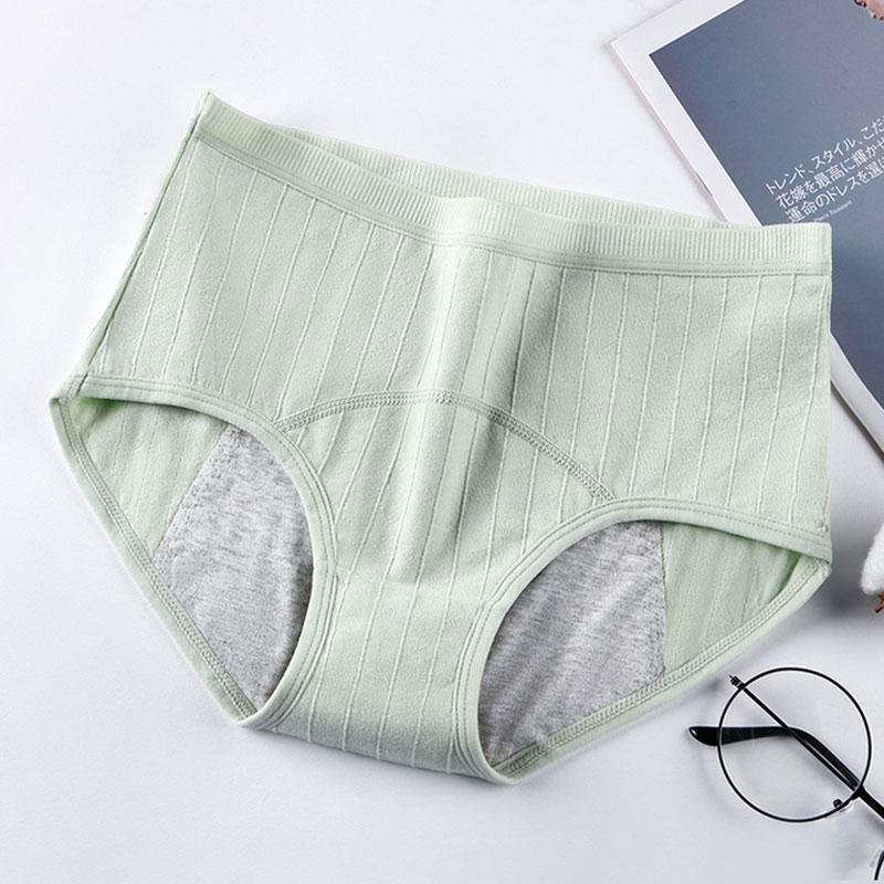 Women Underwear Breathable Mid-Waist Menstrual Knickers Cotton Panties Period Pants Leak-Proof