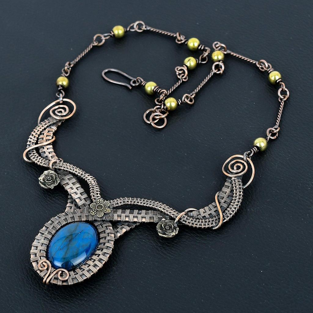 Neon Flash Labradorite 999 Copper Wire Wrapped  Pendant Handmade Gemstone Jewelry, Gifts For Wife Brand New Jewelry Pendant