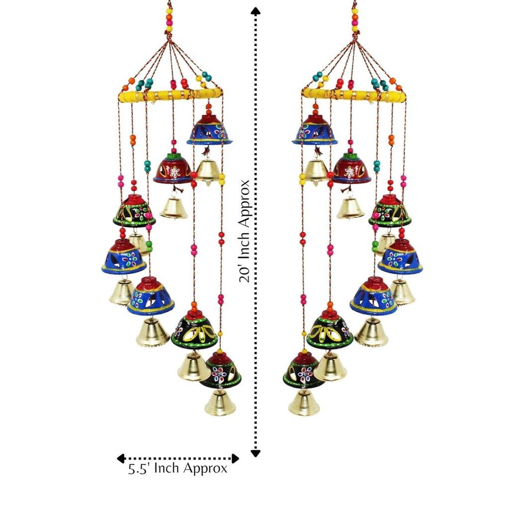 Plastic Handcrafted Rajasthani Colored Bell Hangings For Home Decoration Design Wall Hanging Decorative Showpiece (Jali Bells)