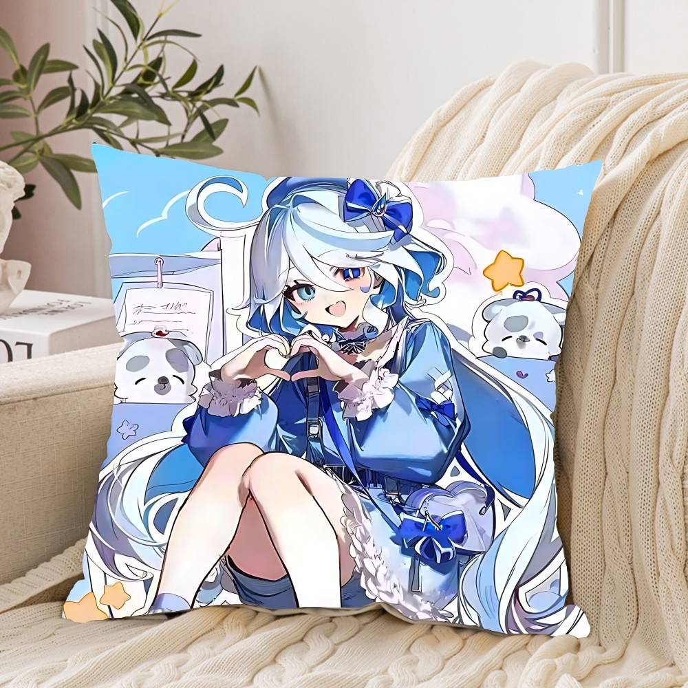 Cute F-Furina G-Genshin Impact Pillow Case Cushion Cover Soft Cute Throw Pillow Case For Car Sofa Pillowcase Polyester