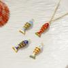 1pc Movable 3D Fish Brass Charms 18K Gold Plated Enamel Size Fish Pendant  for DIY Necklace Ocean Jewelry 28mm X 9mm